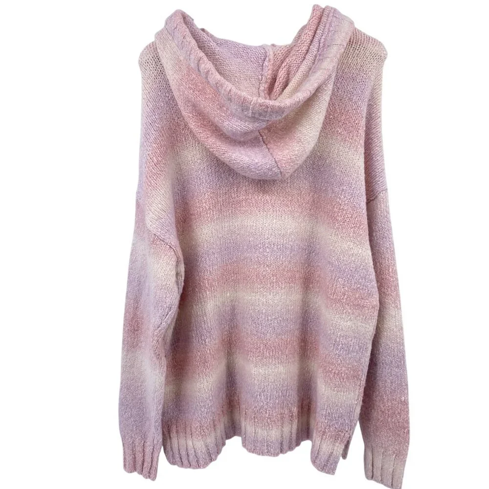 G.I.L.I soft‎ hooded sweater size medium pink white NWT cotton blend pastel